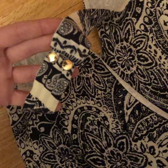 Navy and white floral halter vneck jumpsuit - Picture 3 of 3